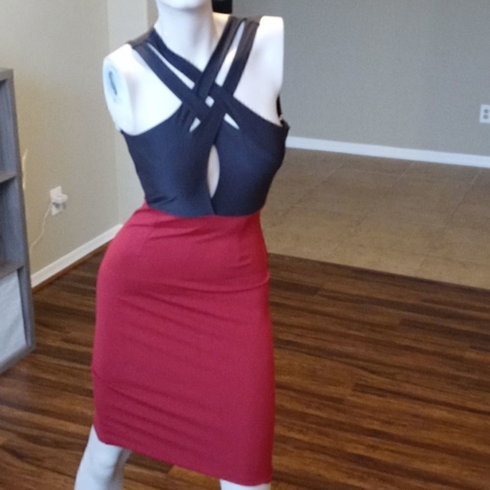 Red and black party dress